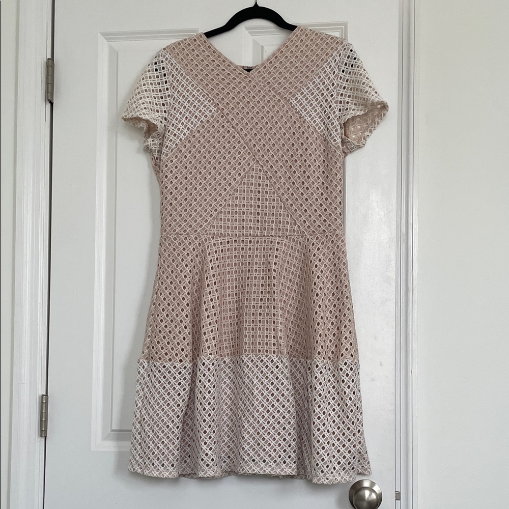 BCBGMaxAzria Beige and White textured Dress